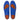 Pair of blue insoles with orange grip pads for improved comfort and traction