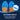 Blue and brown insoles with a trim-to-fit design on a blue background